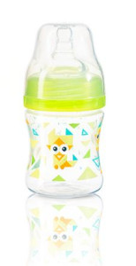 Бутылочка BabyOno с широким горлышком, пластик, соска силиконовая, антиколиковая, 0m+, 120 мл
