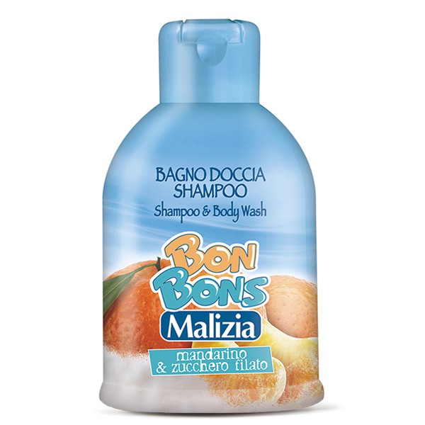 Шампунь для тела и волос Malizia Bon Bons Мандарин и сахарная вата, 500 мл