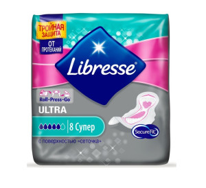 Прокладки Libresse Ultra Супер, с поверхностью "сеточка", 5 капелек, 8 шт.