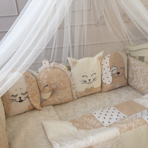 Детское постельное белье Маленькая Соня Chudiki Classic, бежевый, постельный комплект в овальную кроватку