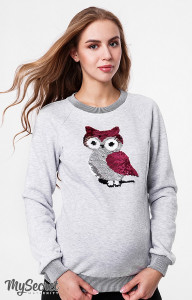 Свитшот для беременных ЮЛА МАМА Blink Owl, теплый, для кормления