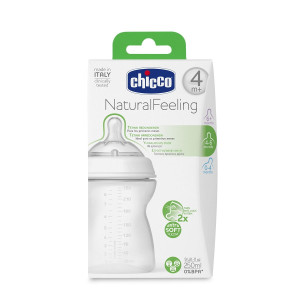 Бутылочка Chicco Natural Feeling, пластик, соска силиконовая, 4m+, 250 мл