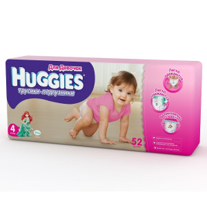 Трусики Huggies Little Walkers Girl №4 (9-14кг) 52шт., подгузники, для девочек