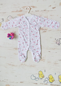 Комбинезон - человечек для новорожденной девочки УттиПутти, цветочки, хлопок, 0-3м