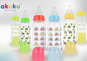 Бутылочка Akuku, пластик, соска силиконовая, 0m+, 250 мл