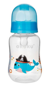 Бутылочка Akuku, пластик, соска силиконовая, 0m+, 125 мл