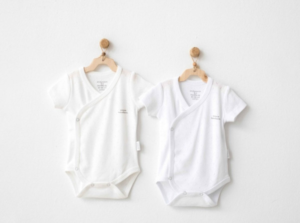 Боди с коротким рукавом AndyWawa Basic, на запах, 100% хлопок, 2шт., 0-6м