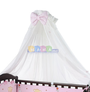 Балдахин универсальный ASIK Стандарт, для детской кроватки с розовым бантом 