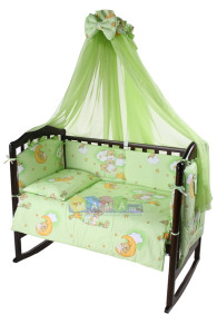 Защита в кроватку ASIK Мишки на лестнице, бампер для детской кроватки, салатовый, 360х33 см    