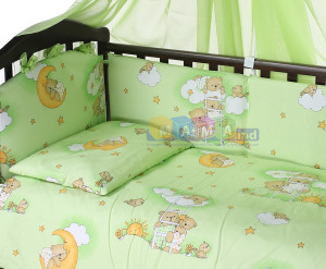 Детское постельное белье ASIK Мишки на лестнице, салатовый, постельный комплект в детскую кроватку: 8 элементов