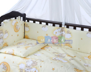 Защита в кроватку ASIK Мишки на лестнице, бампер для детской кроватки, желтый, 360х33 см  