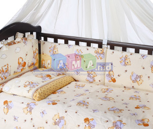Сменный комплект детского постельного белья ASIK Мишки с медом, бежевый, сменная постель: 3 элемента