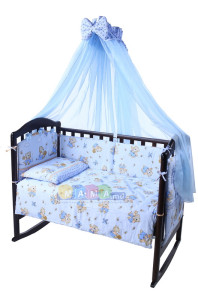 Сменный комплект детского постельного белья ASIK Мишки с медом, голубой, сменная постель: 3 элемента