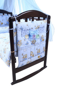 Детское постельное белье ASIK Мишки с медом, голубой, постельный комплект в детскую кроватку: 8 элементов