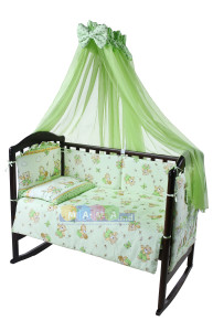 Защита в кроватку ASIK Мишки с медом, бампер для детской кроватки, салатовый, 360х33 см