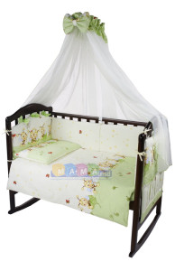 Сменный комплект детского постельного белья ASIK Пчелки с ромашками, салатовый, сменная постель: 3 элемента