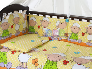 Сменный комплект детского постельного белья ASIK Овечки на лужайке, желтый, сменная постель: 3 элемента