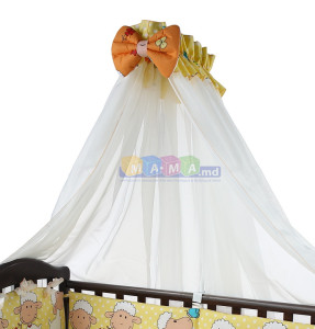 Детское постельное белье ASIK Овечки на лужайке, желтый, постельный комплект в детскую кроватку: 8 элементов