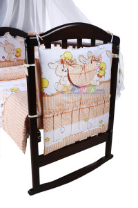 Детское постельное белье ASIK Зайчик с уточкой, бежевый, постельный комплект в детскую кроватку: 8 элементов