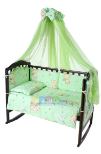 Детское постельное белье ASIK Карапузик, салатовый, постельный комплект в детскую кроватку: 8 элементов