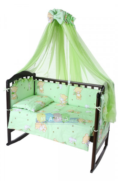 Защита в кроватку ASIK Карапузик, бампер для детской кроватки, салатовый, 360х33 см    
