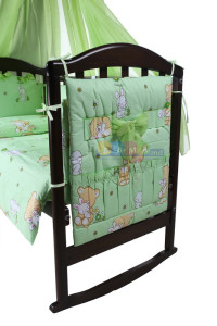 Детское постельное белье ASIK Карапузик, салатовый, постельный комплект в детскую кроватку: 8 элементов