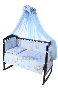 Детское постельное белье ASIK Карапузик, голубой, постельный комплект в детскую кроватку: 8 элементов