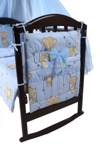 Детское постельное белье ASIK Карапузик, голубой, постельный комплект в детскую кроватку: 8 элементов