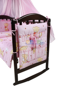 Детское постельное белье ASIK Карапузик, розовый, постельный комплект в детскую кроватку: 8 элементов