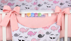 Детское постельное белье ASIK Киты, розовый/пудровый, постельный комплект в детскую кроватку: 8 элементов