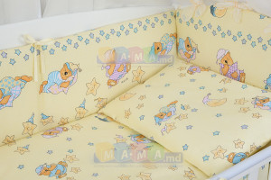 Детское постельное белье ASIK Мишки на подушках, бежевый, постельный комплект в детскую кроватку: 8 элементов
