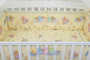 Детское постельное белье ASIK Мишки на подушках, бежевый, постельный комплект в детскую кроватку: 8 элементов
