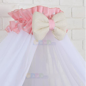 Комплект постельный ASIK Мишки на луне, розовый/ванильный/серый, 8 элементов