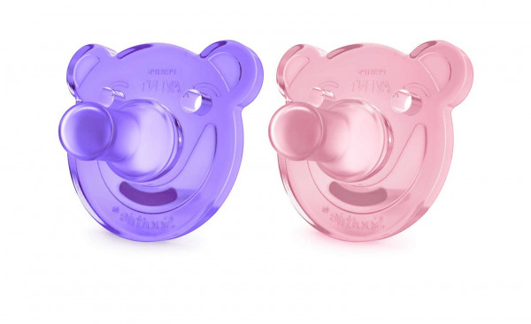 Пустышка Phillips AVENT Soothie BearShape Girl, силиконовая, литая, 3m+, 2шт.