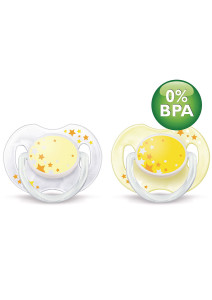 Пустышка Phillips AVENT Ночная, силиконовая, ортодонтическая, люминесцентные, 0m+, 2шт. 