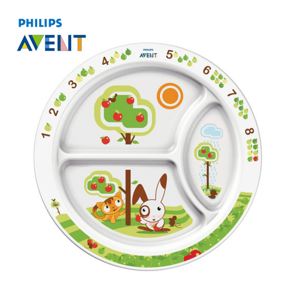 Тарелка Phillips AVENT с тремя отделениями, нескользящее дно