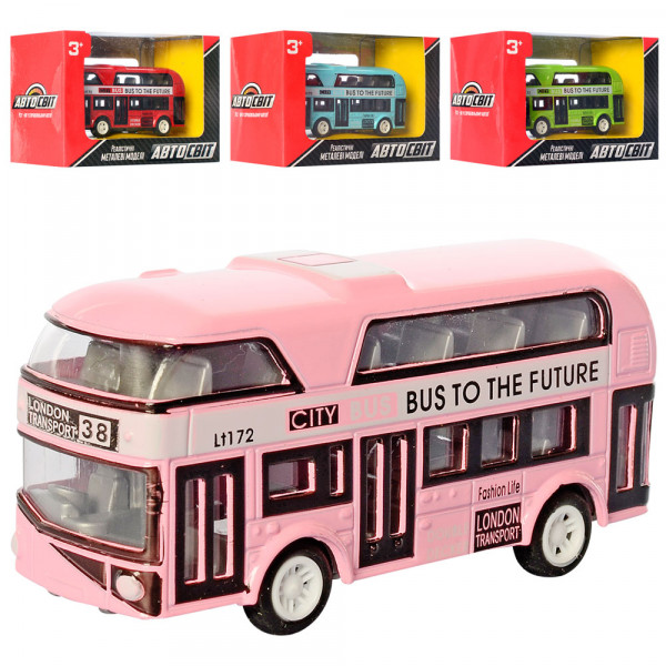 Машина АвтоСвит AS-2533 Автобус, инерционная,  металлическая, 9,5см