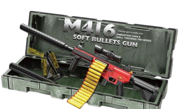 Детский автомат M416, с мягкими пулями, свет/звук, заряд USB