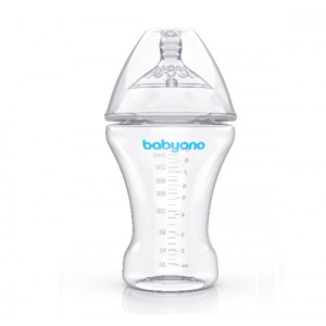 Бутылочка BabyOno Natural Nursing, пластик, соска силиконовая, антиколиковая, 0m+, 250 мл
