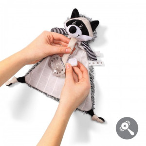 Игрушка - держатель для соски BabyOno Енот Рокки, мягкая