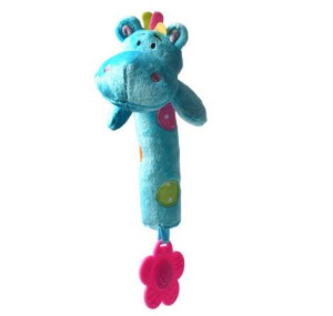 Погремушка - прорезыватель BabyOno Бегемотик Зиги с пищалкой, мягкая