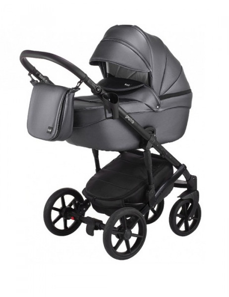Коляска универсальная Bair Polo Black 2 в 1, 100% кожа