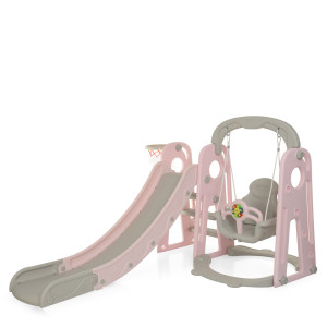 Горка пластиковая Bambi YG2020-1, с качелями и баскетбольным кольцом, 195х153х113 см