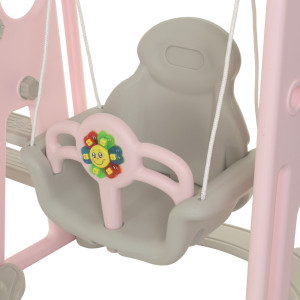 Горка пластиковая Bambi YG2020-1, с качелями и баскетбольным кольцом, 195х153х113 см