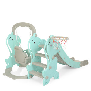 Горка пластиковая Bambi YG2020-2, с качелями и баскетбольным кольцом, 195х153х110 см