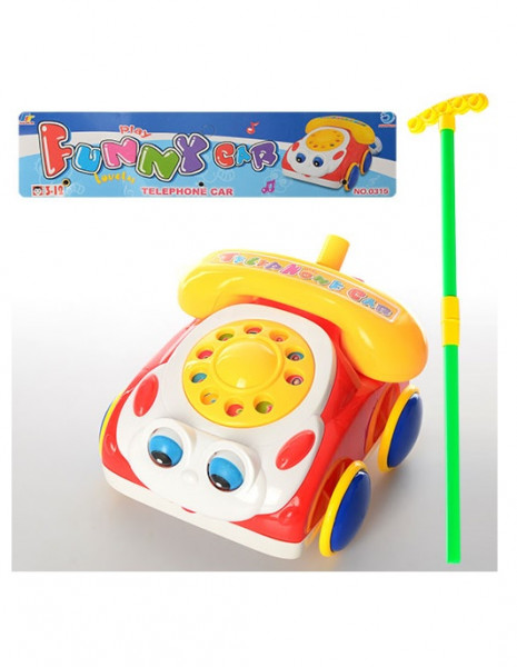 Игрушка каталка 0315 Машинка - телефон, с ручкой