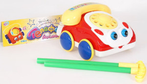 Игрушка каталка 0315 Машинка - телефон, с ручкой