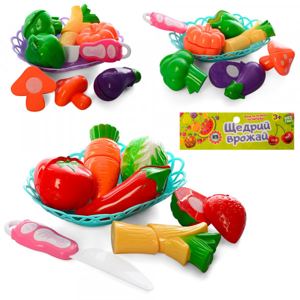 Игровой набор Щедрый урожай FD232-21-22-23 Продукты на липучке, в корзинке