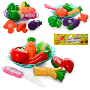 Игровой набор Щедрый урожай FD232-21-22-23 Продукты на липучке, в корзинке