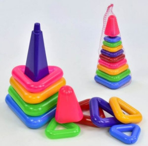 Пирамидка детская Бамсик 1809 Треугольная №7, 9 элементов